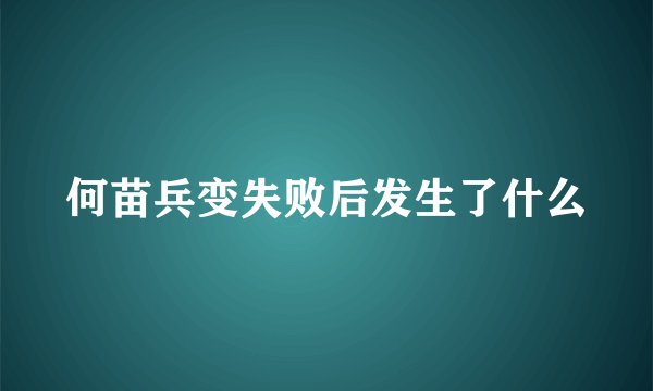 何苗兵变失败后发生了什么