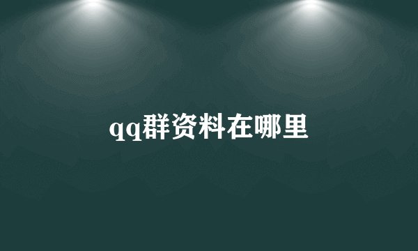 qq群资料在哪里