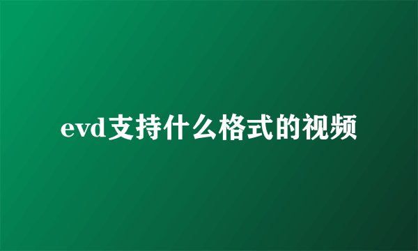 evd支持什么格式的视频