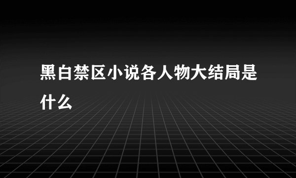 黑白禁区小说各人物大结局是什么