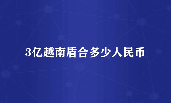 3亿越南盾合多少人民币