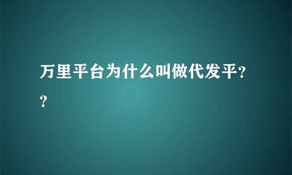 万里平台为什么叫做代发平？？
