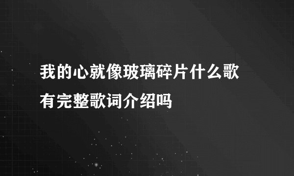 我的心就像玻璃碎片什么歌 有完整歌词介绍吗