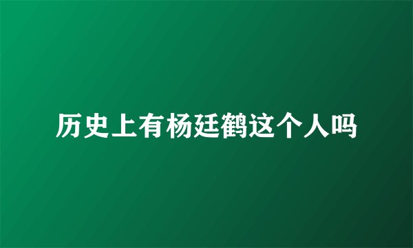 历史上有杨廷鹤这个人吗