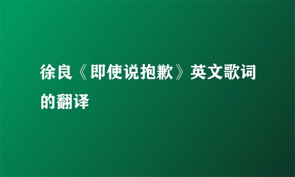 徐良《即使说抱歉》英文歌词的翻译