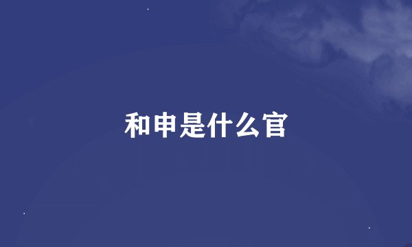 和申是什么官