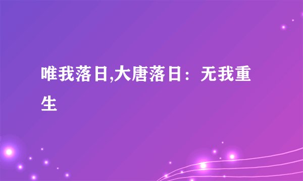 唯我落日,大唐落日：无我重生