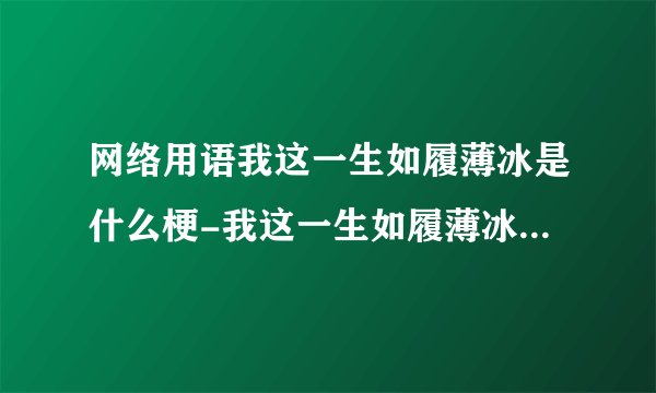 网络用语我这一生如履薄冰是什么梗-我这一生如履薄冰梗意思及出处分享