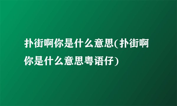 扑街啊你是什么意思(扑街啊你是什么意思粤语仔)