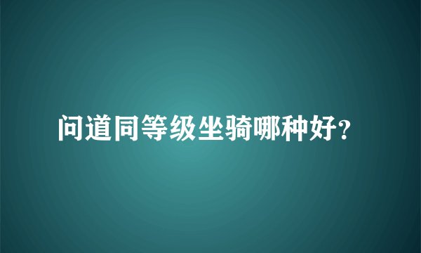 问道同等级坐骑哪种好?