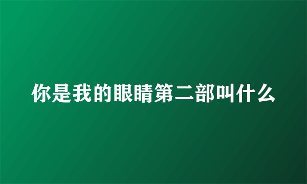 你是我的眼睛第二部叫什么