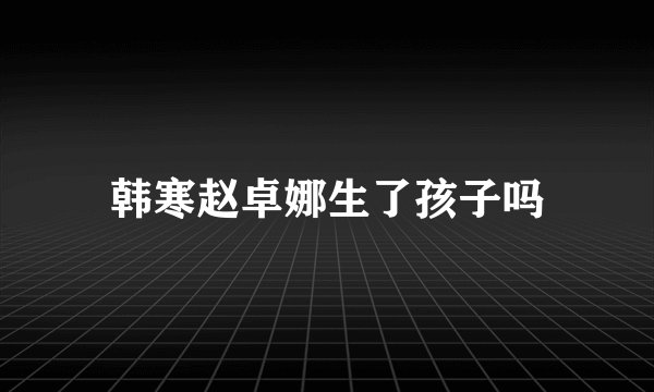 韩寒赵卓娜生了孩子吗