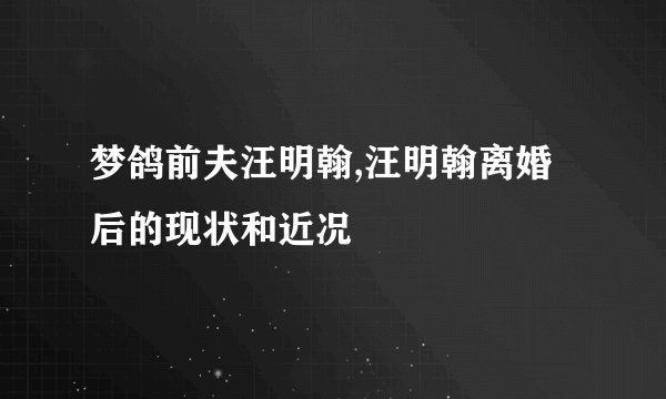 梦鸽前夫汪明翰,汪明翰离婚后的现状和近况