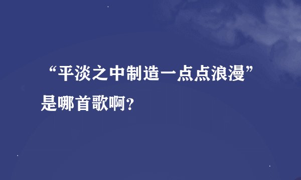 “平淡之中制造一点点浪漫”是哪首歌啊？