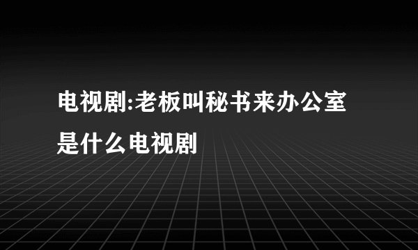 电视剧:老板叫秘书来办公室是什么电视剧