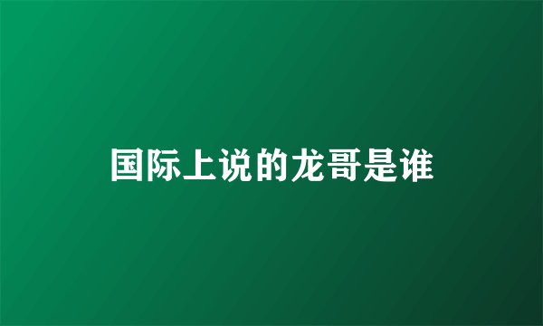 国际上说的龙哥是谁