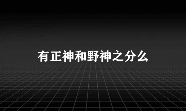 有正神和野神之分么