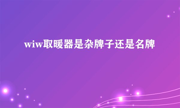 wiw取暖器是杂牌子还是名牌