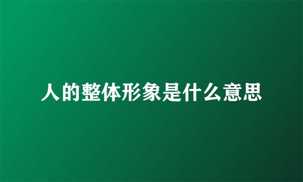 人的整体形象是什么意思