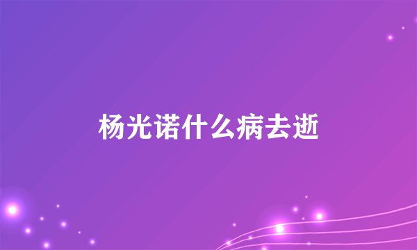 杨光诺什么病去逝