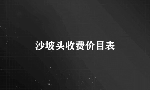 沙坡头收费价目表