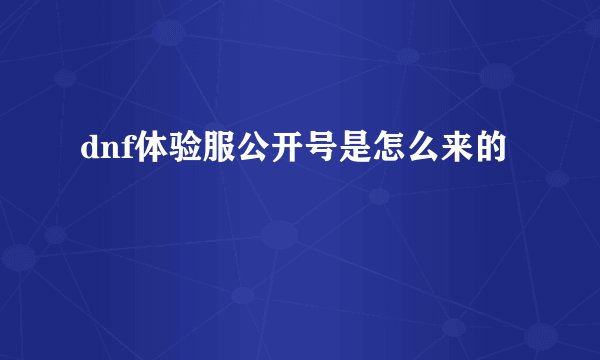 dnf体验服公开号是怎么来的