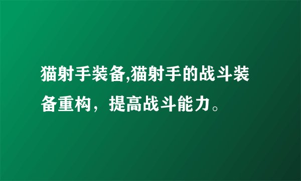 猫射手装备,猫射手的战斗装备重构，提高战斗能力。