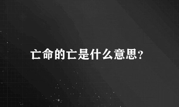 亡命的亡是什么意思？