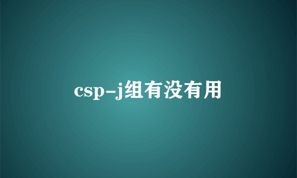 csp-j组有没有用