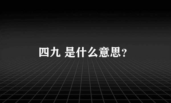 四九 是什么意思?