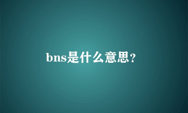 bns是什么意思？