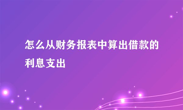 怎么从财务报表中算出借款的利息支出