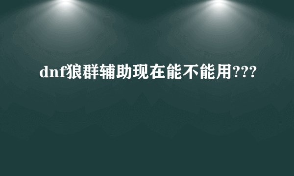 dnf狼群辅助现在能不能用???