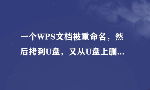 一个WPS文档被重命名，然后拷到U盘，又从U盘上删掉了，回收站里没有，高手教一下怎么找~