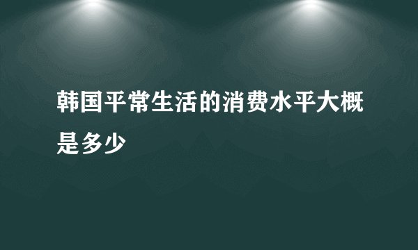韩国平常生活的消费水平大概是多少