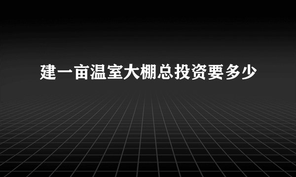 建一亩温室大棚总投资要多少