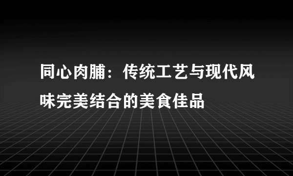 同心肉脯：传统工艺与现代风味完美结合的美食佳品