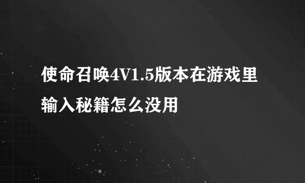 使命召唤4V1.5版本在游戏里输入秘籍怎么没用