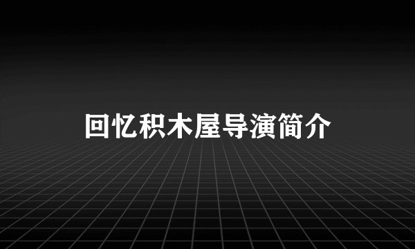 回忆积木屋导演简介