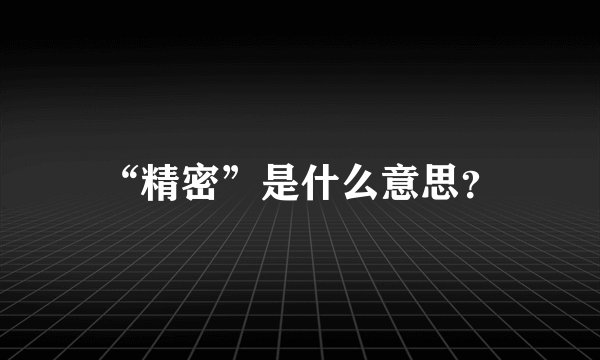 “精密”是什么意思？
