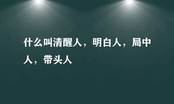 什么叫清醒人，明白人，局中人，带头人