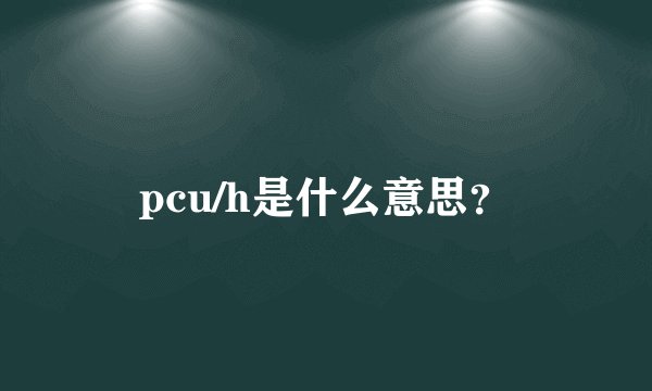 pcu/h是什么意思？