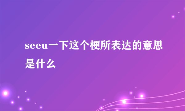 seeu一下这个梗所表达的意思是什么