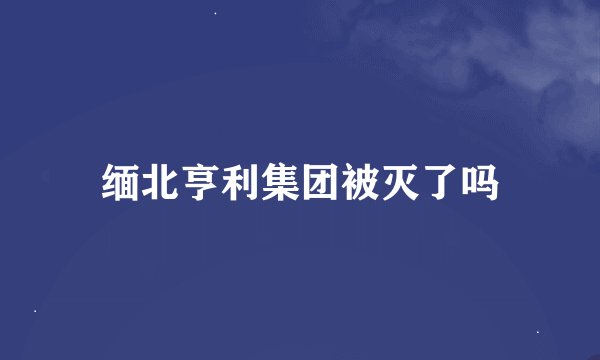 缅北亨利集团被灭了吗