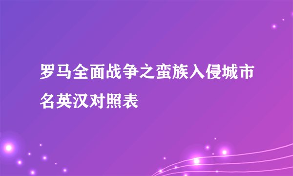 罗马全面战争之蛮族入侵城市名英汉对照表