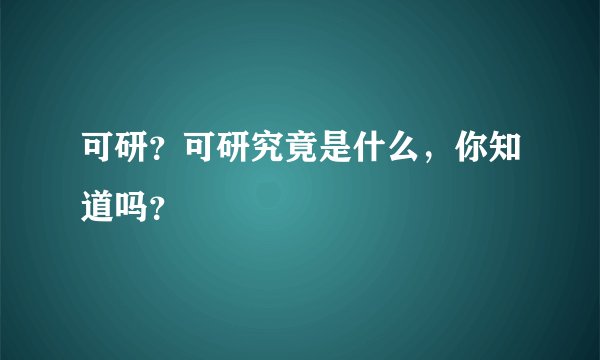 可研?可研究竟是什么,你知道吗?