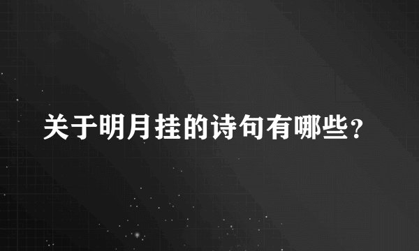 关于明月挂的诗句有哪些？