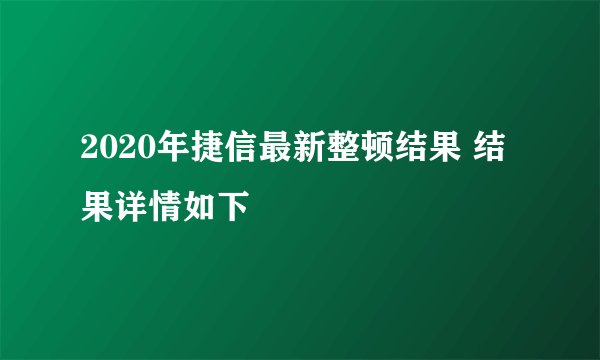 2020年捷信最新整顿结果 结果详情如下