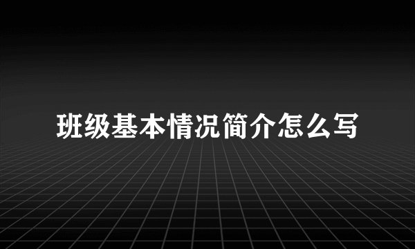 班级基本情况简介怎么写