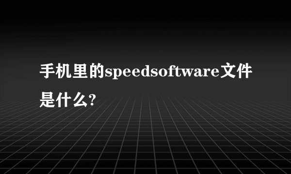 手机里的speedsoftware文件是什么?